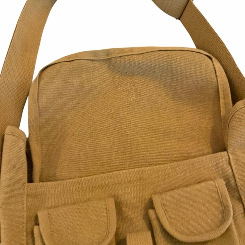 Tan canvas crossbody bag with adjustable strap - Picture 2 of 6